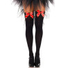 Leg Avenue - Cuisses Hautes En Nylon Noir Avec Noeud Rouge Taille Unique